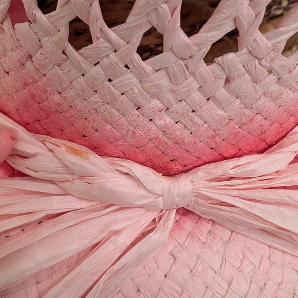 Vintage Coastal Headwear Pink Tea Stain Straw COWBOY HAT WESTERN cowgirl - Picture 9 of 10